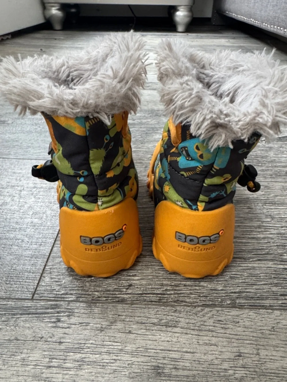 Bogs Kids Yellow & Black Monster-Print Waterproof Winter Boot - Picture 4 of 8